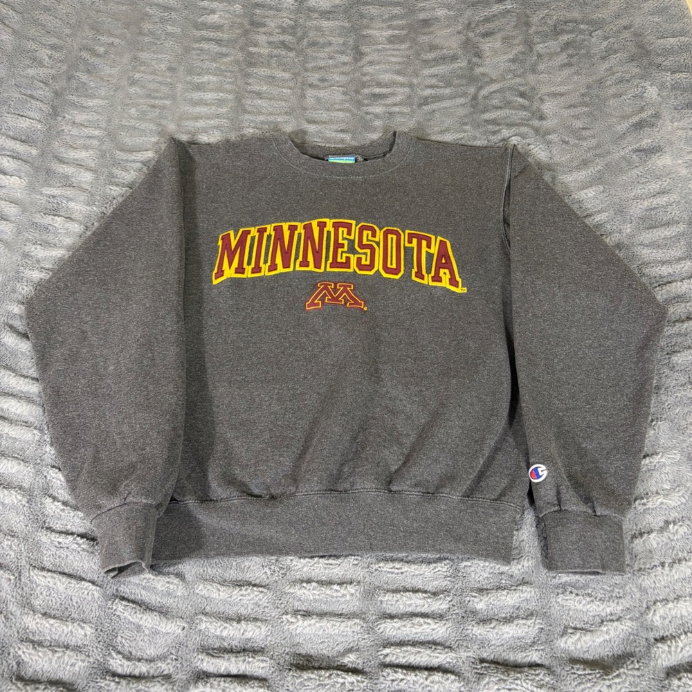 Champion Eco Fleece Minnesota Golden Gophers Crewneck Sweatshirt Gray Small